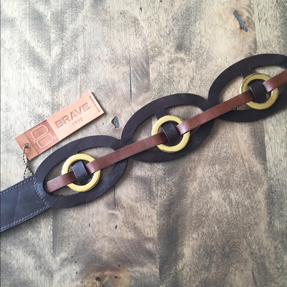 Belt Brave genuine brown & gold 32 - Picture 1 of 8